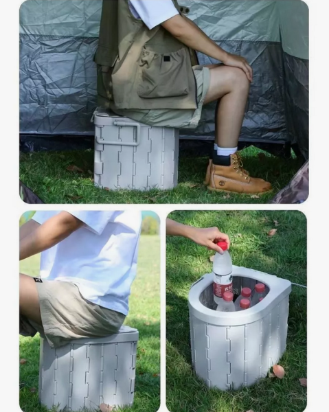 Туалет походный туристический складной с крышкой / Биотуалет дорожный  33х28х30см.